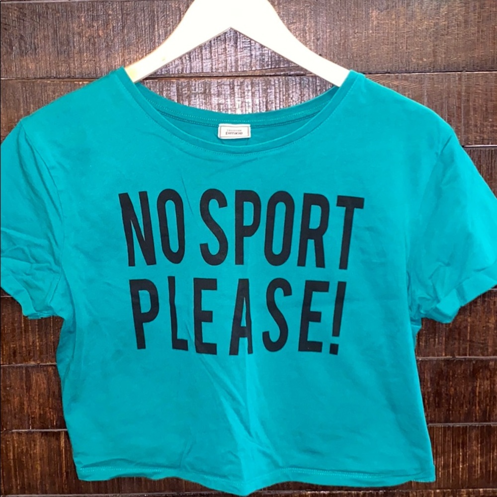 Teal cropped graphic tee